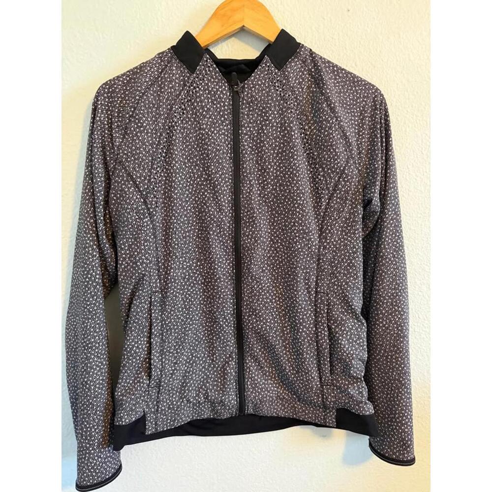 Lululemon Print Jacket Sz 6 Black Grey